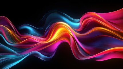Colorful flowing abstract patterns in smooth gradients against a dark background create a mesmerizing visual experience highlighting fluid motion and artistic expression.
