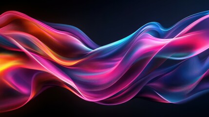 Colorful flowing abstract patterns in smooth gradients against a dark background create a mesmerizing visual experience highlighting fluid motion and artistic expression.