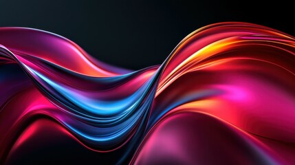 Colorful flowing abstract patterns in smooth gradients against a dark background create a mesmerizing visual experience highlighting fluid motion and artistic expression.