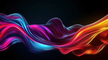 Colorful flowing abstract patterns in smooth gradients against a dark background create a mesmerizing visual experience highlighting fluid motion and artistic expression.
