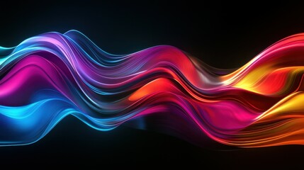 Colorful flowing abstract patterns in smooth gradients against a dark background create a mesmerizing visual experience highlighting fluid motion and artistic expression.