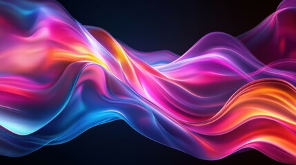 Fototapeta premium Colorful flowing abstract patterns in smooth gradients against a dark background create a mesmerizing visual experience highlighting fluid motion and artistic expression.