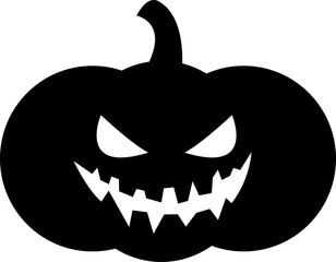 Funny Halloween pumpkin silhouette. Vector illustration isolated on a transparent background