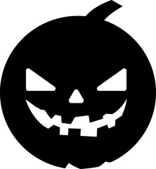 Funny Halloween pumpkin silhouette. Vector illustration isolated on a transparent background