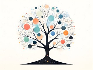 Abstract Economic Policy Decision Tree with Vibrant Branches and Leaves