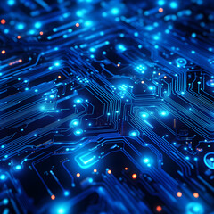 Obraz premium Cyber blue-color digital circuit background image
