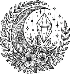 Floral moon svg © Sima