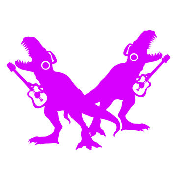 recommend clip art: Two T. Rex Tyrannosaurus Dinosaur Predator 2 Dino Friends Team Headphone Roar Yell Loudly Play Electric Guitar Hard Rock Guitarist Instrument Musician Heavy Metal Musician Band Play Performance Stage