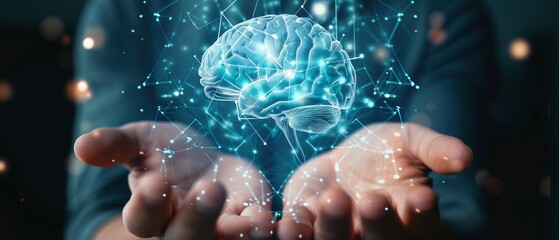 Fototapeta premium Mindful Connections: Man and Brain in Multi-Exposure Icon