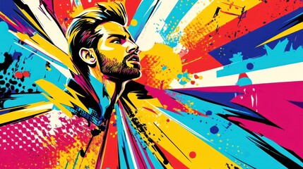 A colorful explosion with a yellow center