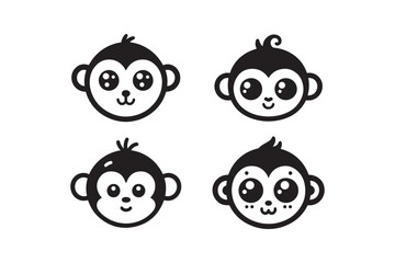 Monkey head silhouette vector