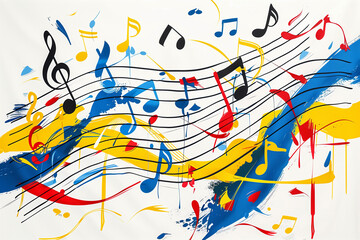 Music notes on a white background, abstract illustration