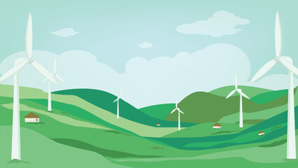wind turbines on the hill. renewable energy background
