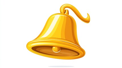 A shiny golden bell with a classic design, perfect for festive decorations and announcements, adding charm to any setting.