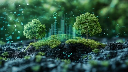 A hand nurturing a young plant surrounded by a mystical glow representing environmental and social governance in sustainable business practices.