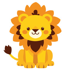 Fototapeta premium A cute cartoon lion head with simple flat illustration style for vector graphic logo design isolated on a white background