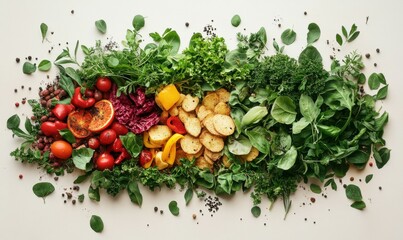 A minimalistic illustration of composting showing food waste and green leaves in a centered composition highlighting sustainable practices.