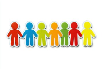 Icon of people, colorful and simple shapes on a white background, in sticker style