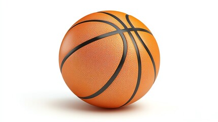 Fototapeta premium Complete single orange basketball isolated on white background, perfect for sports, fitness, and athletic-themed projects.