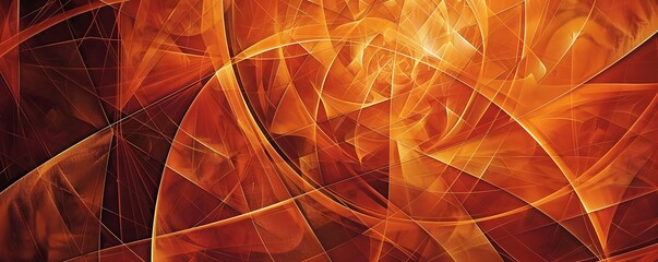 Terracotta orange abstract design featuring intersecting lines and geometric forms, exuding warmth and contemporary style.