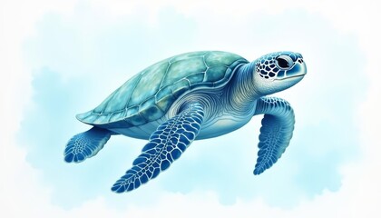Fototapeta premium Aquatic beauty in flight Sea turtle soaring above the ocean