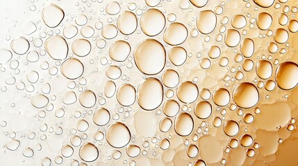 Fototapeta premium Water droplets on a yellow-white background, black-white stripe at base