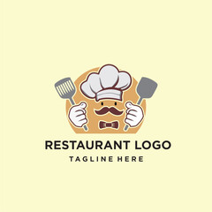 Mr Mustache Restaurant and Chef Logo Vector
