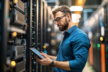 Stacks of large amounts of data on a tablet computer. Analyzes server and automation operations.