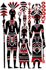 African tribal family silhouette adult art.