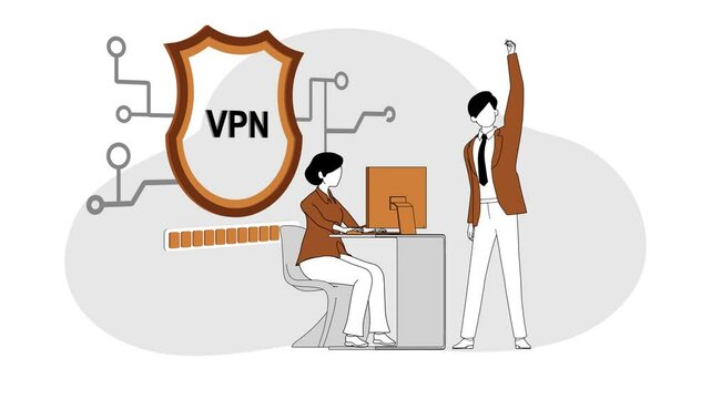A team setting up a vpn virtual private network to secure an internet connection