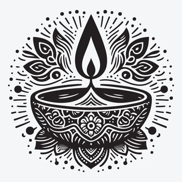 recommend clip art: Diwali Oil Lamp  Diya Silhouette Collection Clip Art Vector Illustration