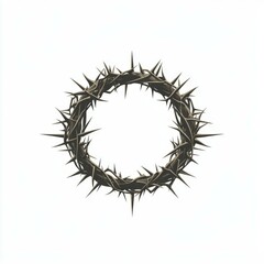 Fototapeta premium A minimal black and white vector of a crown of thorns set against a white background, emphasizing simplicity and contrast in design.