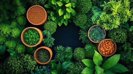 A lush arrangement of green plants and terracotta pots showcasing a vibrant and serene indoor garden atmosphere.