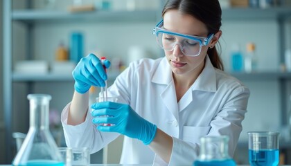 Fototapeta premium Determined scientist in lab focused on research