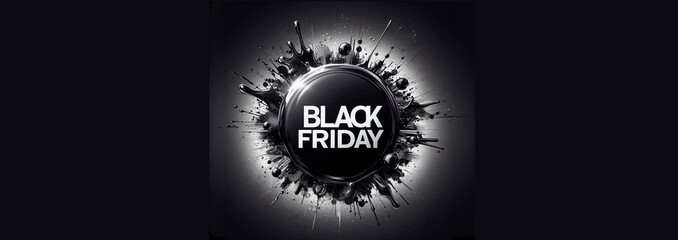 Black friday banner with fireworks and gift boxes on black background