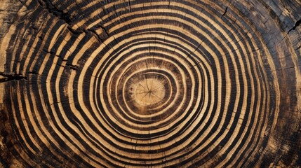 Naklejka premium Detailed Close Up of a Tree Ring Cross Section Highlighting Unique and Natural Wood Patterns