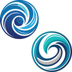 Wave logo vector set. Water icon templates. Abstract sea, ocean surges in the circle. Nature blue liquid concept design