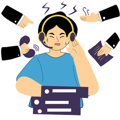 illustration of a male character of a professional worker who is stressed with the pressure of work deadlines