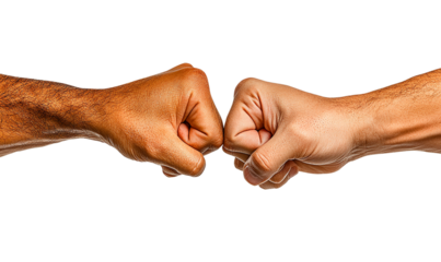 Hand bumping fists, isolated PNG