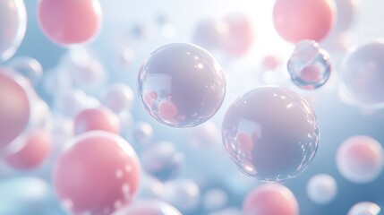 A close up of many small bubbles of different sizes, all of which are pink