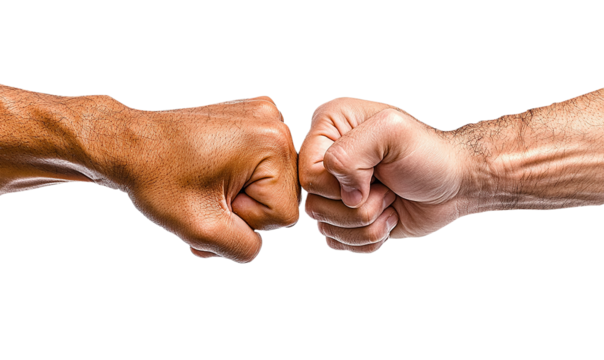 Closeup of fist bump, transparent background
