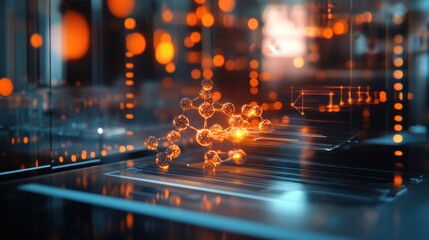 A computer generated image of a room with many glowing orbs