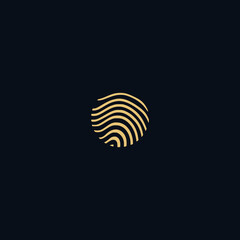 gold fingerprint scan technology logo vector illustration template design