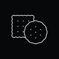 Biscuits line icon isolated on black background. Vector illustration.