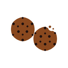 Two chocolate chip cookies icon isolated on white background. Vector illustration.
