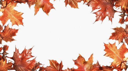 Fototapeta premium Autumn Leaves Border on White Background