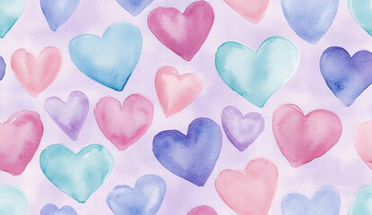 Obraz premium Stock illustration of abstract hearts in pink, purple, and teal colors