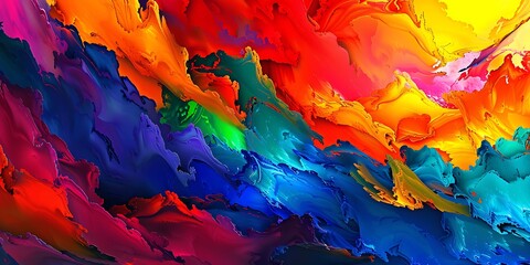 Spectrum-colored abstract artwork blending vibrant colors harmoniously, stimulating creativity and visual interest.
