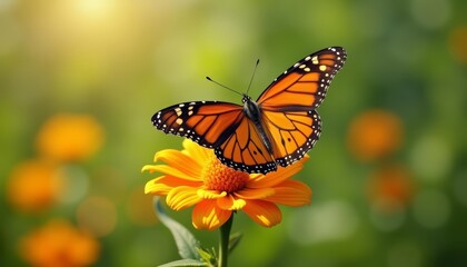 Fototapeta premium Butterflys delicate dance with natures vibrant bloom