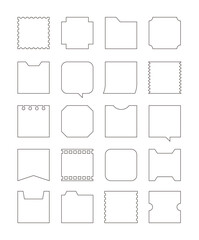 A set of decorative illustrations for tabs, border, tags, labels, frames and stickers in flat, modern and simple designs in various shapes.